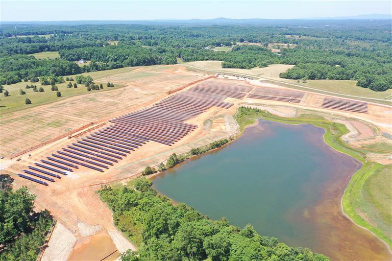 Completed solar project on a sunny day.